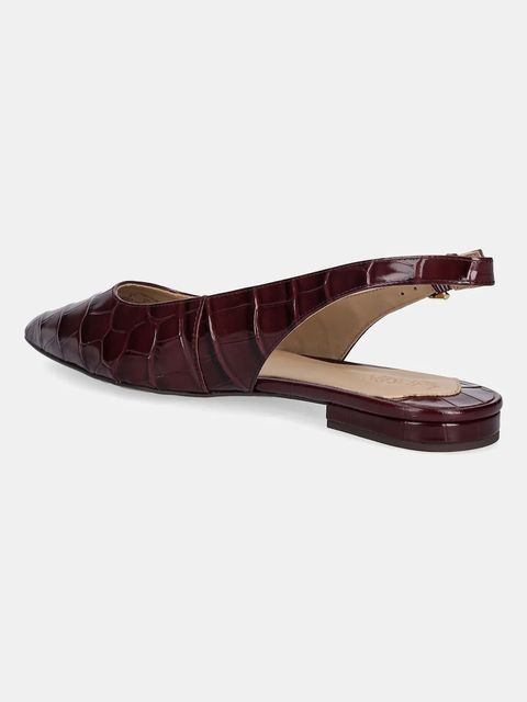 Lauren Ralph Lauren baleriny skórzane Londyn Slbck kolor bordowy z odkrytą piętą 802P04384001