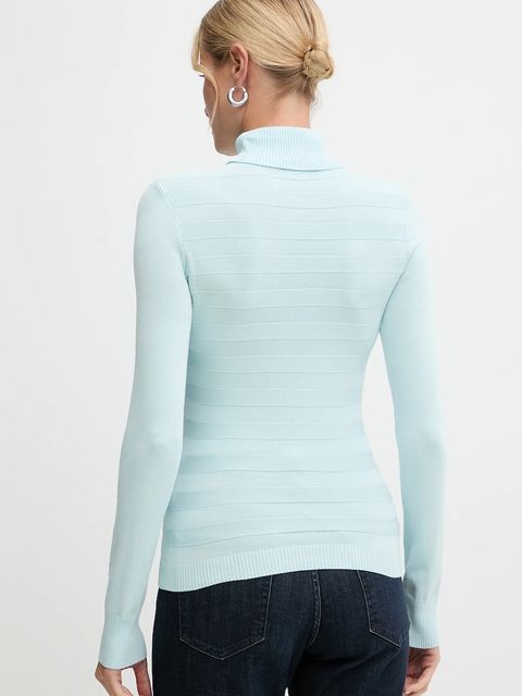 Morgan sweter damski kolor niebieski lekki z golfem MENTHYO