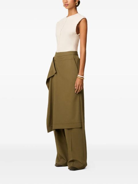 AMI Paris draped-detail wool trousers - Green