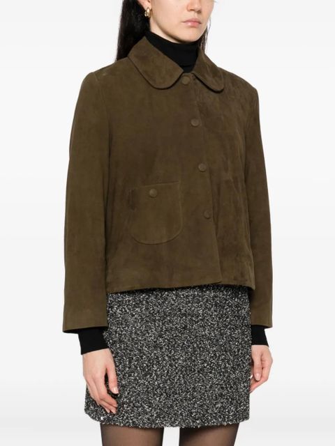 Ba&Sh classic-collar leather jacket - Green