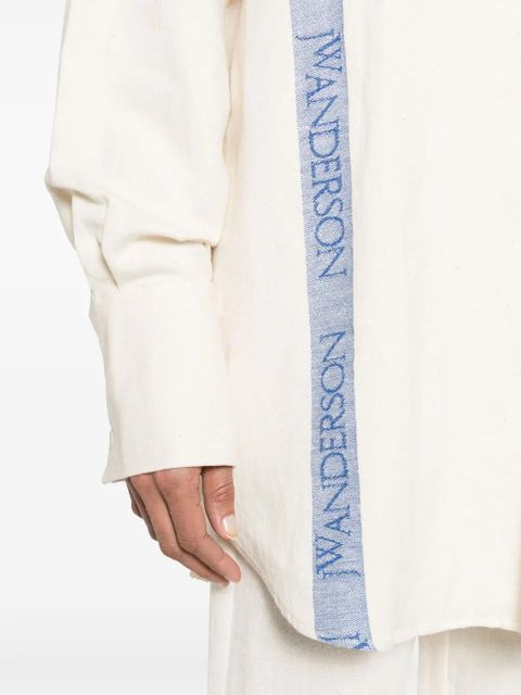 JW Anderson logo-stripe cotton blend shirt - Neutrals - zdjęcie produktu nr 2