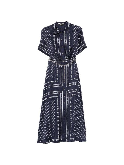 Maje bandana-print midi dress - Blue - zdjęcie produktu nr 1