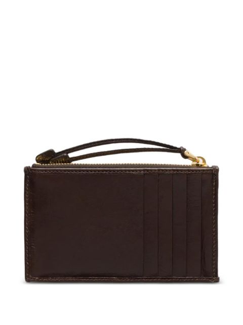 Prada leather card holder with zipper - Brown - zdjęcie produktu nr 2
