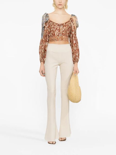 ZIMMERMANN Chintz floral-print silk crop top - Brown