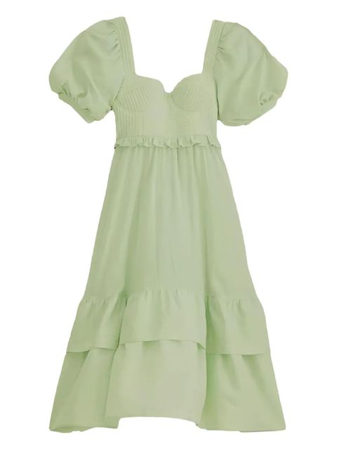 FARM Rio puffed short-sleeve midi dress - Green - zdjęcie produktu nr 1