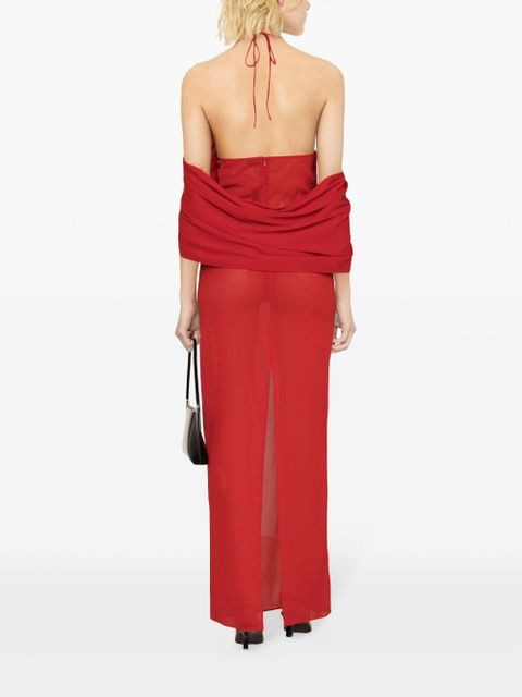 Magda Butrym flower-appliqué silk-blend dress - Red