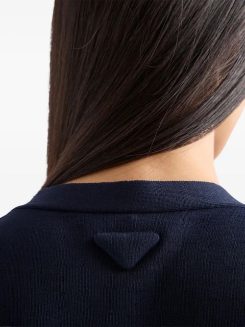Prada triangle-patch buttoned cardigan - Blue