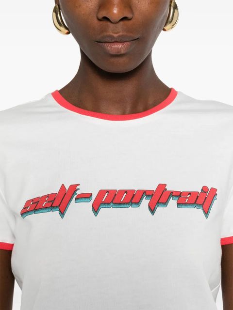 Self-Portrait logo-print T-shirt - White