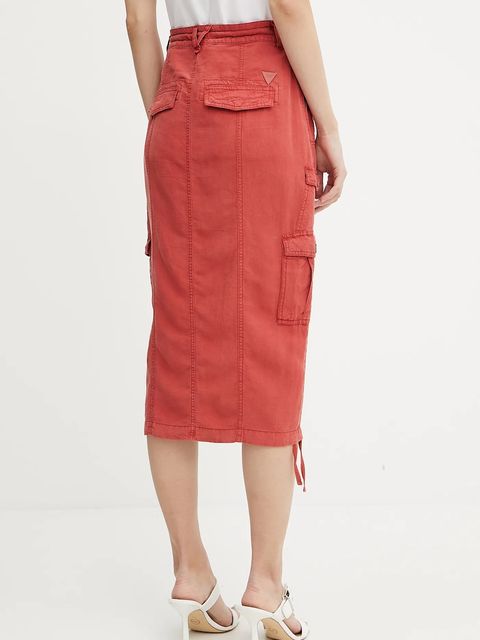 Guess spódnica z domieszką lnu CASEY