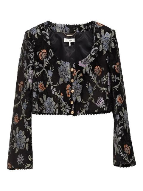 Chloé floral-brocade cropped jacket - Black - zdjęcie produktu nr 1