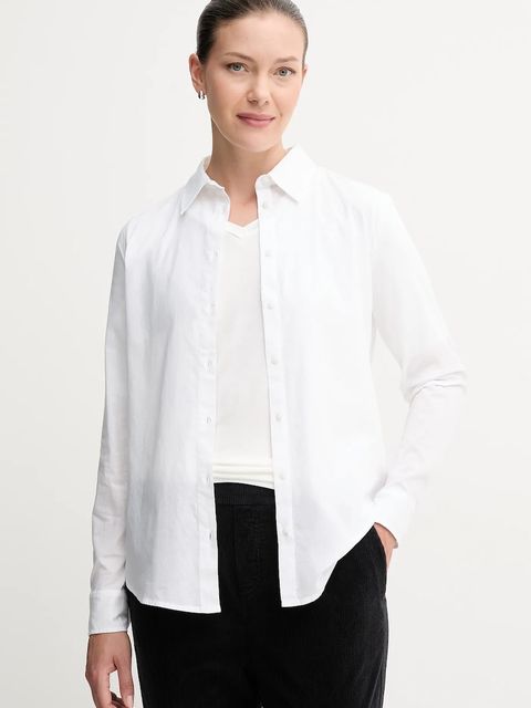 United Colors of Benetton koszula bawełniana damska kolor biały regular z kołnierzykiem klasycznym 5WPQDQ0AX - zdjęcie produktu nr 1