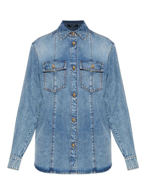Balmain point-collar denim shirt - Blue - zdjęcie produktu nr 1