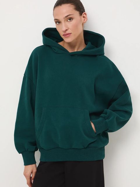 Medicine bluza damska kolor zielony z kapturem gładka - zdjęcie produktu nr 2