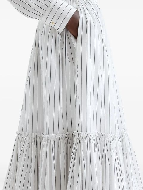 Jil Sander striped gathered midi skirt - White