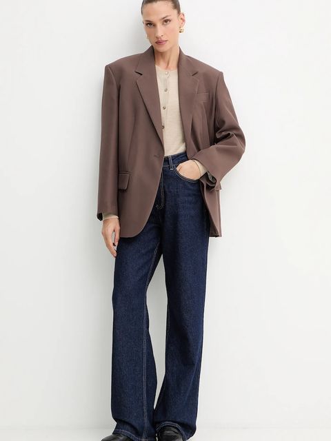 Weekend Max Mara marynarka FLOC kolor brązowy oversize gładka 2525046081600 - zdjęcie produktu nr 2