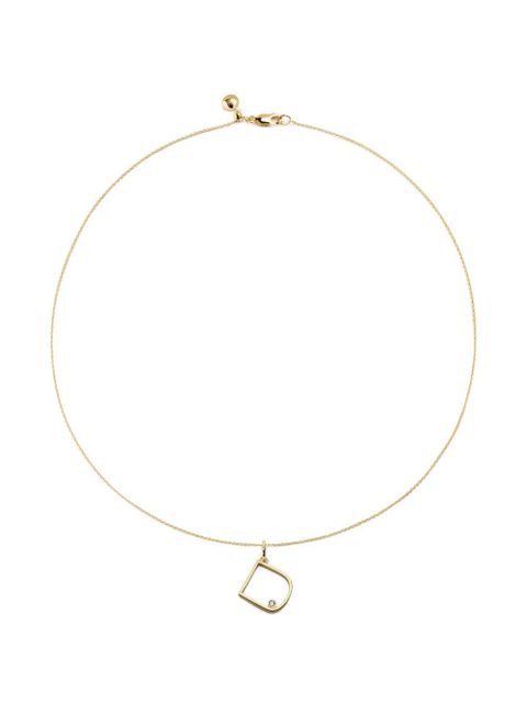 Monica Vinader solitaire diamond initial D pendant - Gold - zdjęcie produktu nr 1