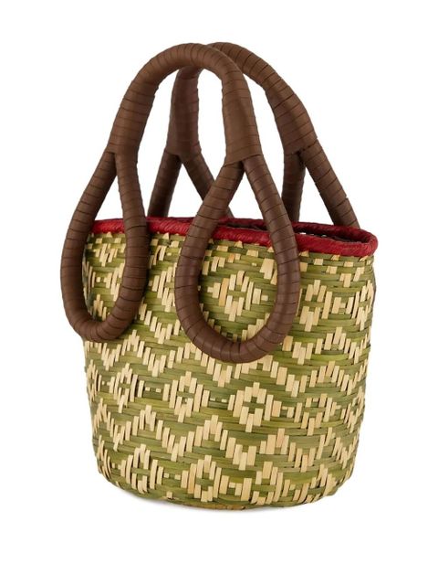 Johanna Ortiz mini Understanding Of The Cosmos woven bucket bag - Green