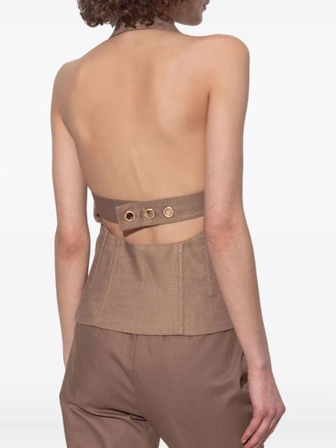 Cult Gaia zip-up halterneck vest - Neutrals