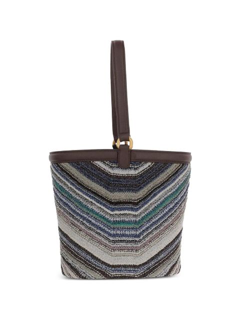 Missoni chevron-knit leather-trim shoulder bag - Blue - zdjęcie produktu nr 1