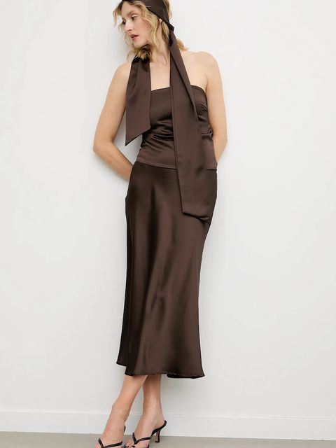 Answear.LAB top i spódnica damski kolor brązowy