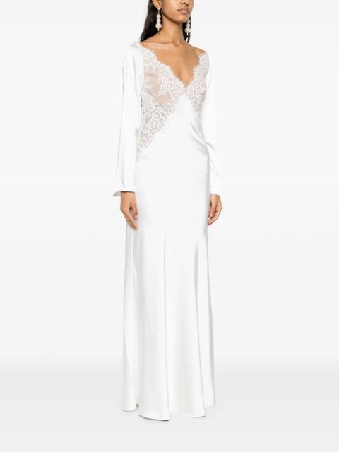 Self-Portrait lace satin gown - White