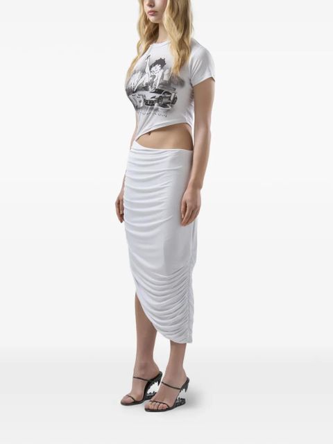 GCDS betty boop asymmetric cut-out dress - White