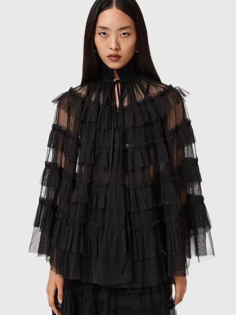 AllSaints bluzka damska kolor czarny gładka W018PD - zdjęcie produktu nr 1