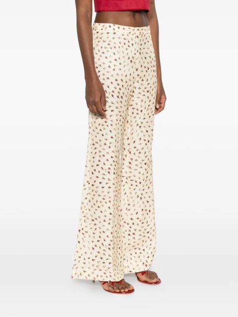 SANDRO floral-print palazzo pants - Neutrals