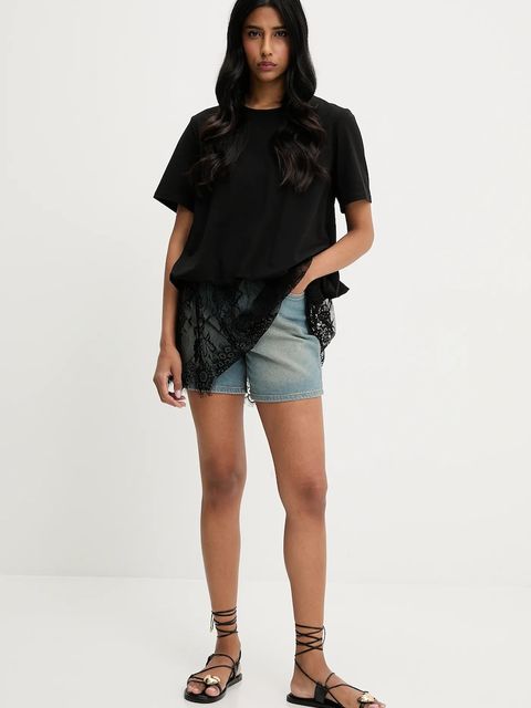 Answear.LAB szorty jeansowe damskie kolor niebieski gładkie high waist