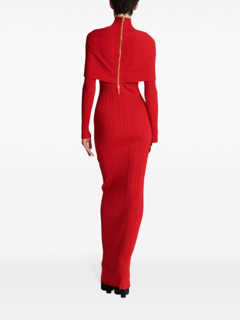 Balmain pleated knit dress - Red