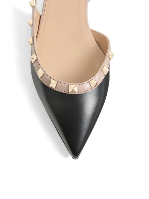Valentino Garavani Rockstud calfskin flat pumps - Black