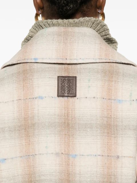 LOEWE double-breasted check-print coat - Neutrals
