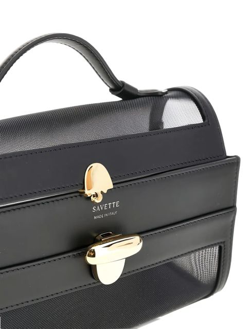 Savette Symmetry mesh-panelled top-handle bag - Black