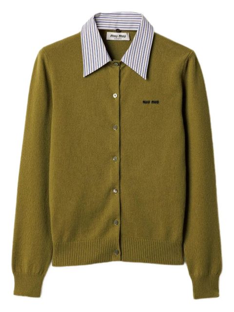 Miu Miu detachable-collar cashmere cardigan - Green - zdjęcie produktu nr 1
