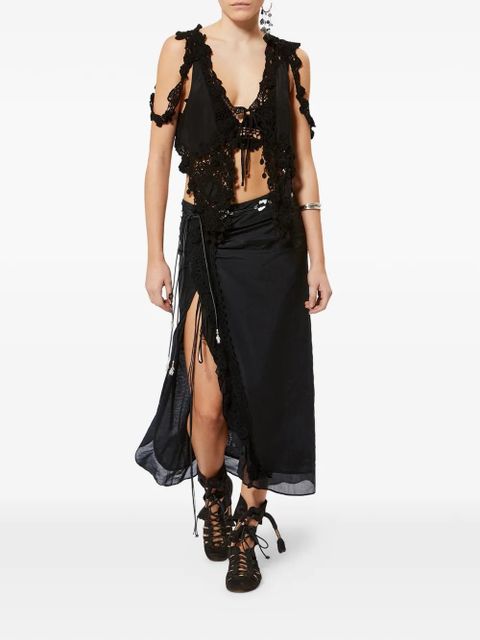 ISABEL MARANT Velina crochet slit midi skirt - Black - zdjęcie produktu nr 2