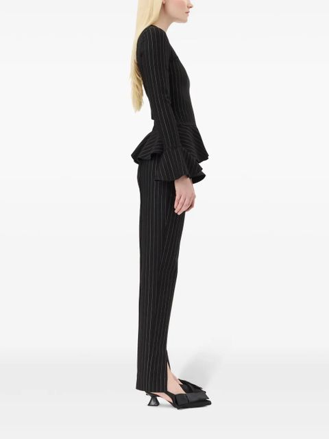 GANNI pinstriped peplum blouse - Black