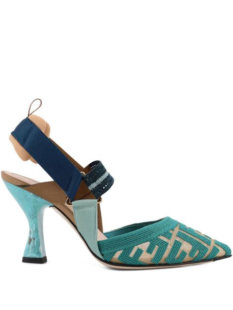 FENDI Colibrì logo-print straps pumps - Blue - zdjęcie produktu nr 1