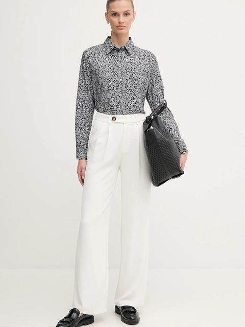 United Colors of Benetton koszula damska kolor biały regular z kołnierzykiem klasycznym 5Q6SDQ0AY - zdjęcie produktu nr 2