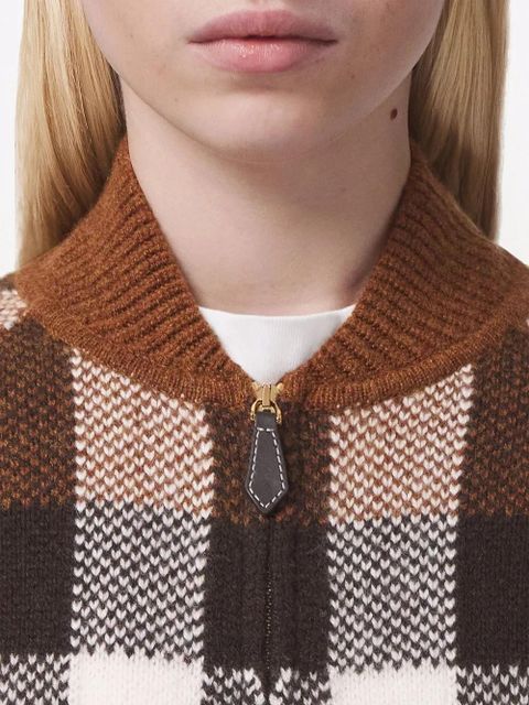 Burberry intarsia-check bomber jacket - Brown