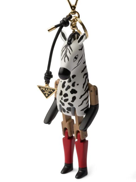 Prada zebra triangle keyring charm - White