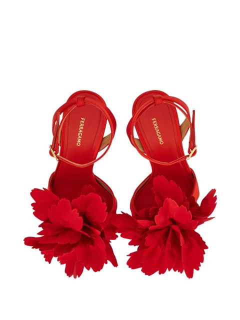 Ferragamo 90mm flower-embellished high-heel sandals - Red