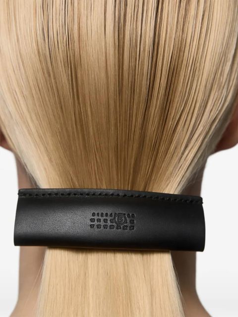 MM6 Maison Margiela logo-detail leather hair clip - Black
