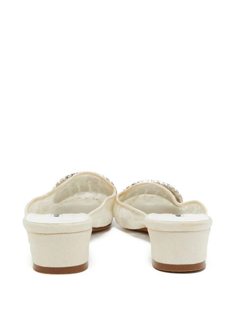 Manolo Blahnik pre-owned 35mm lace mules - White