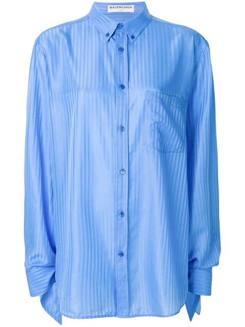 Balenciaga knot-detail striped shirt - Blue