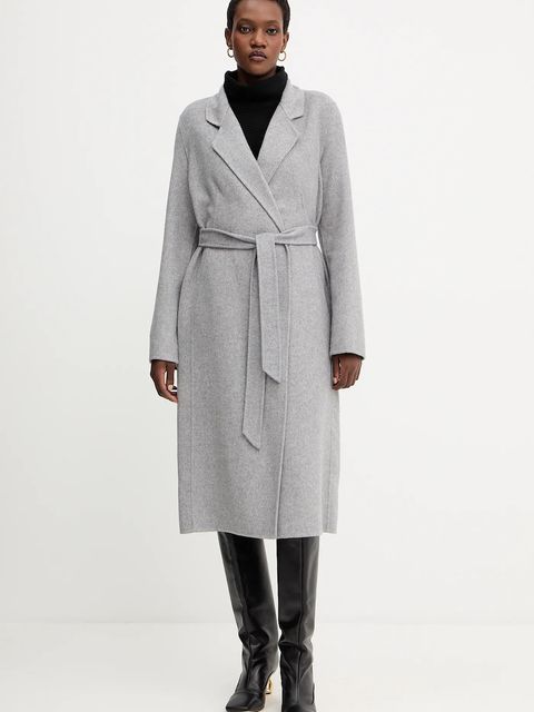 BOSS płaszcz wełniany damski kolor szary przejściowy niezapinany 50541513 - zdjęcie produktu nr 1