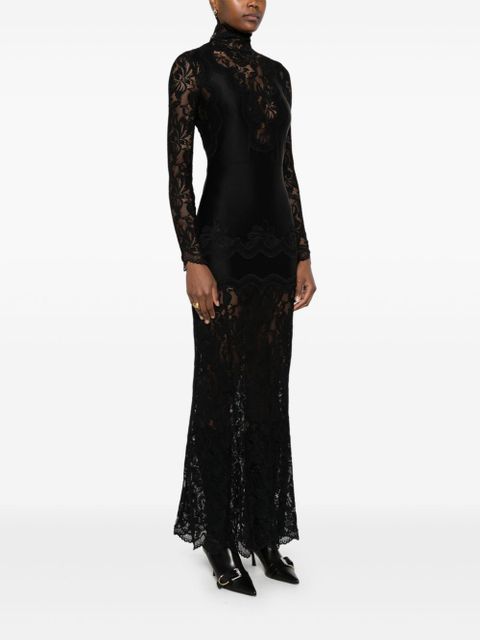 Rabanne floral lace-appliqué maxi dress - Black