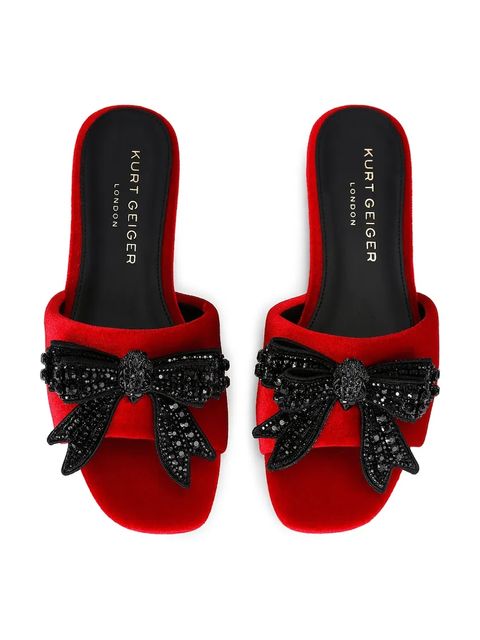 Kurt Geiger London klapki Kensington Bow Flat Sdl damskie kolor czerwony 655750789 - zdjęcie produktu nr 2