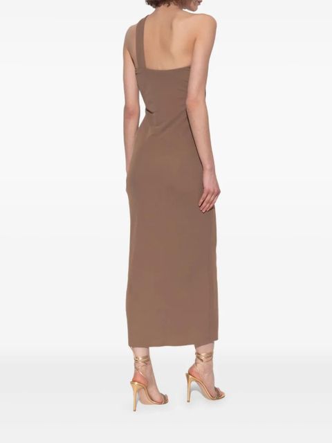 Cult Gaia Chani asymmetric neckline midi dress - Brown