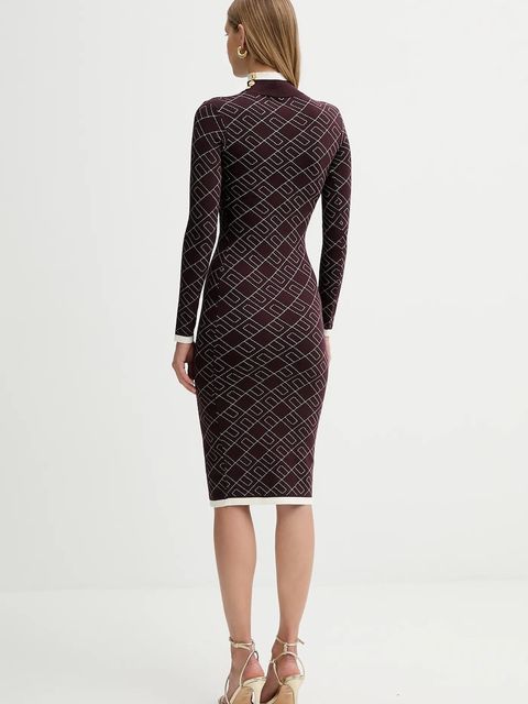 Elisabetta Franchi sukienka kolor bordowy midi dopasowana AM18T56E2 - zdjęcie produktu nr 2