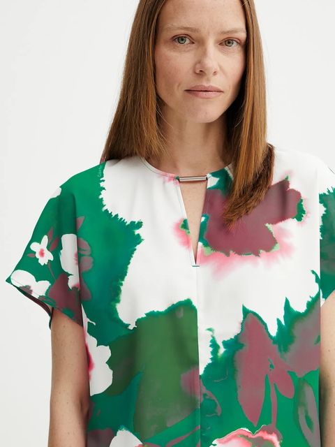 Calvin Klein bluzka damska kolor zielony wzorzysta LV044C197G